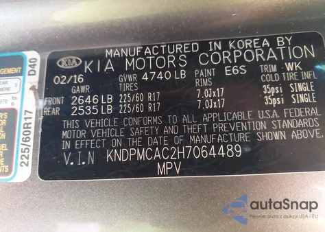 2017 Kia Sportage Lx из США, поврежденный, VIN KNDPMCAC2H7064489